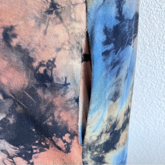 Coin 1804 Draped Cardigan Duster Vest Womens Medium Blue Brown Tie Dye Hoodie - Picture 5 of 13